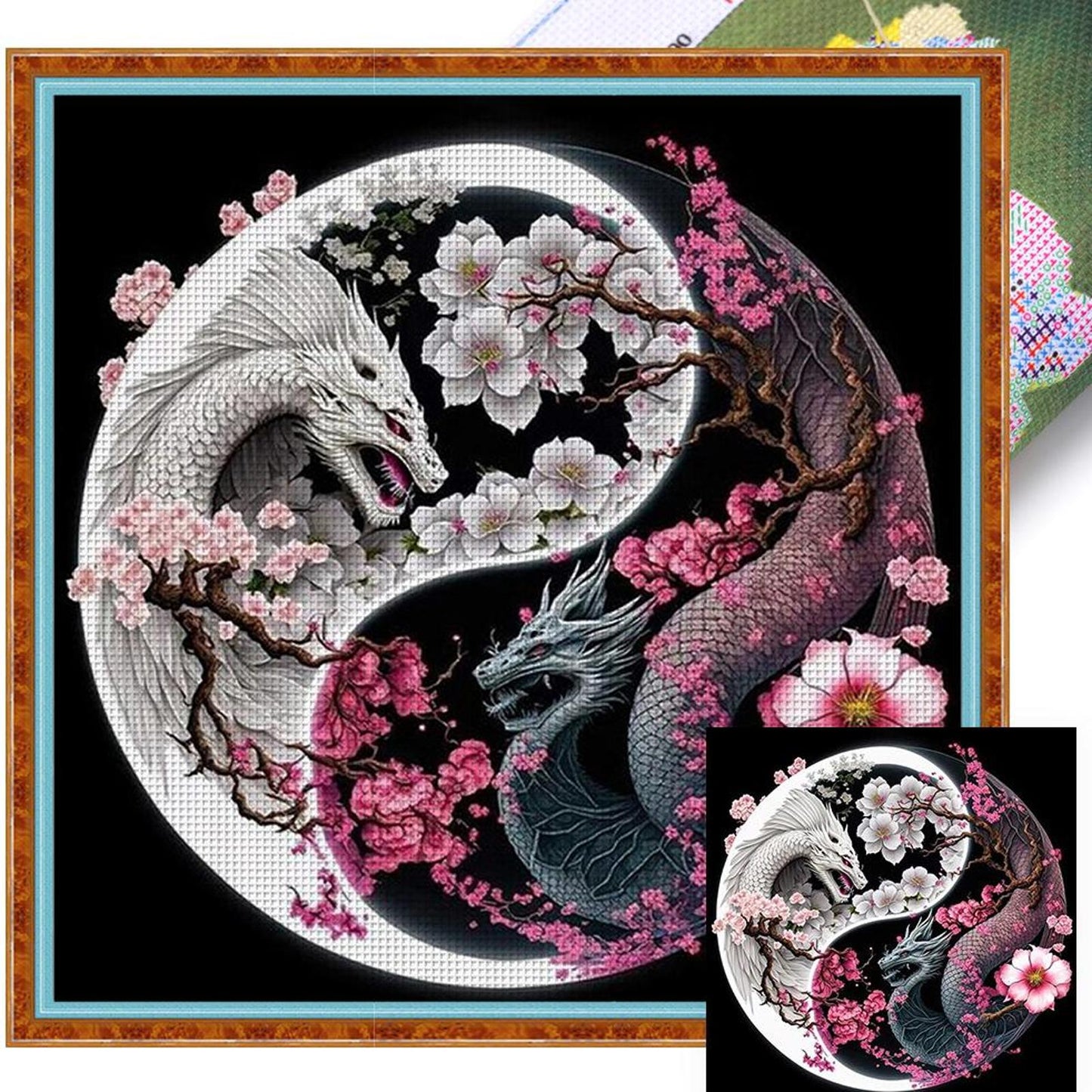 Tai Chi Diagram - Dragon - Full 11CT Stamped Cross Stitch 40x40CM - Huacan
