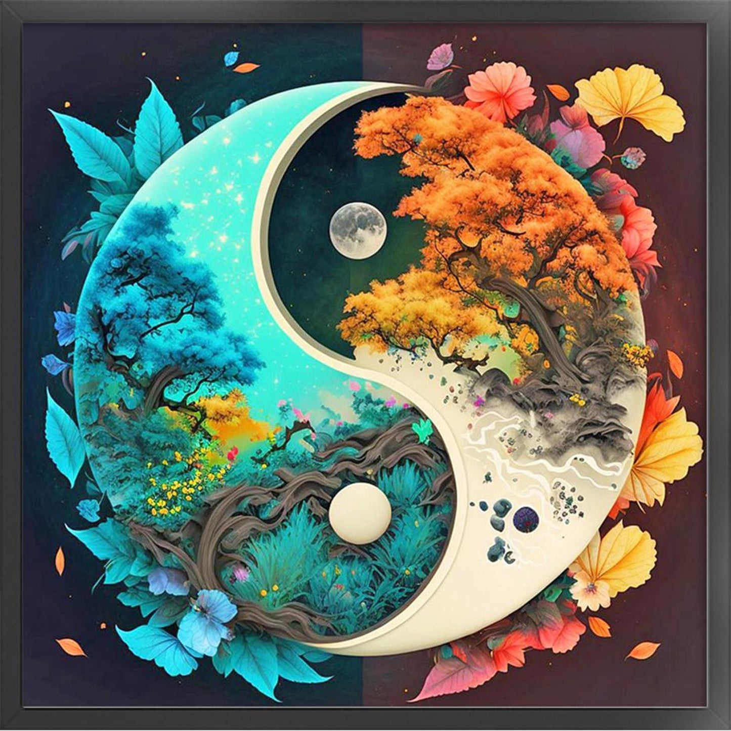 Tai Chi Diagram - Flowers And Plants - Full 11CT Stamped Cross Stitch 40x40CM - Huacan