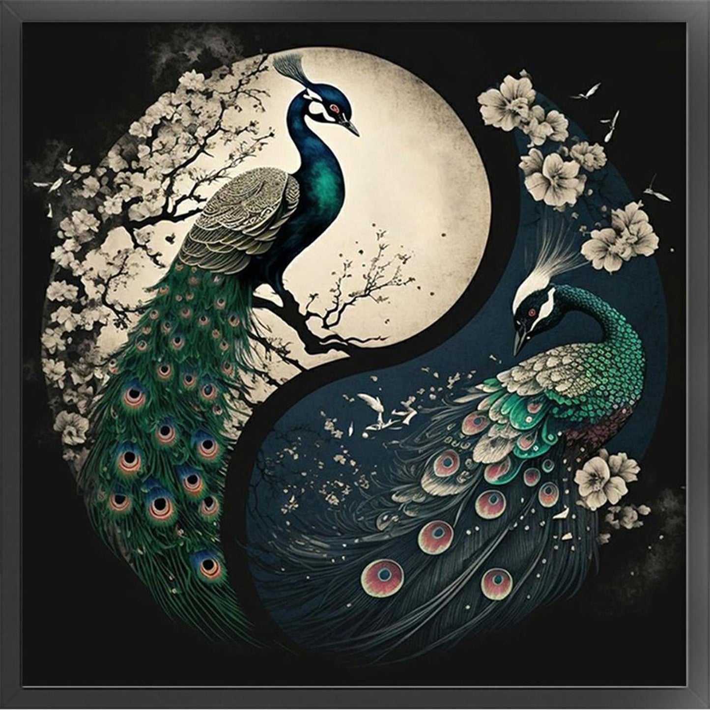 Tai Chi Diagram - Peacock - Full 11CT Stamped Cross Stitch 40x40CM - Huacan