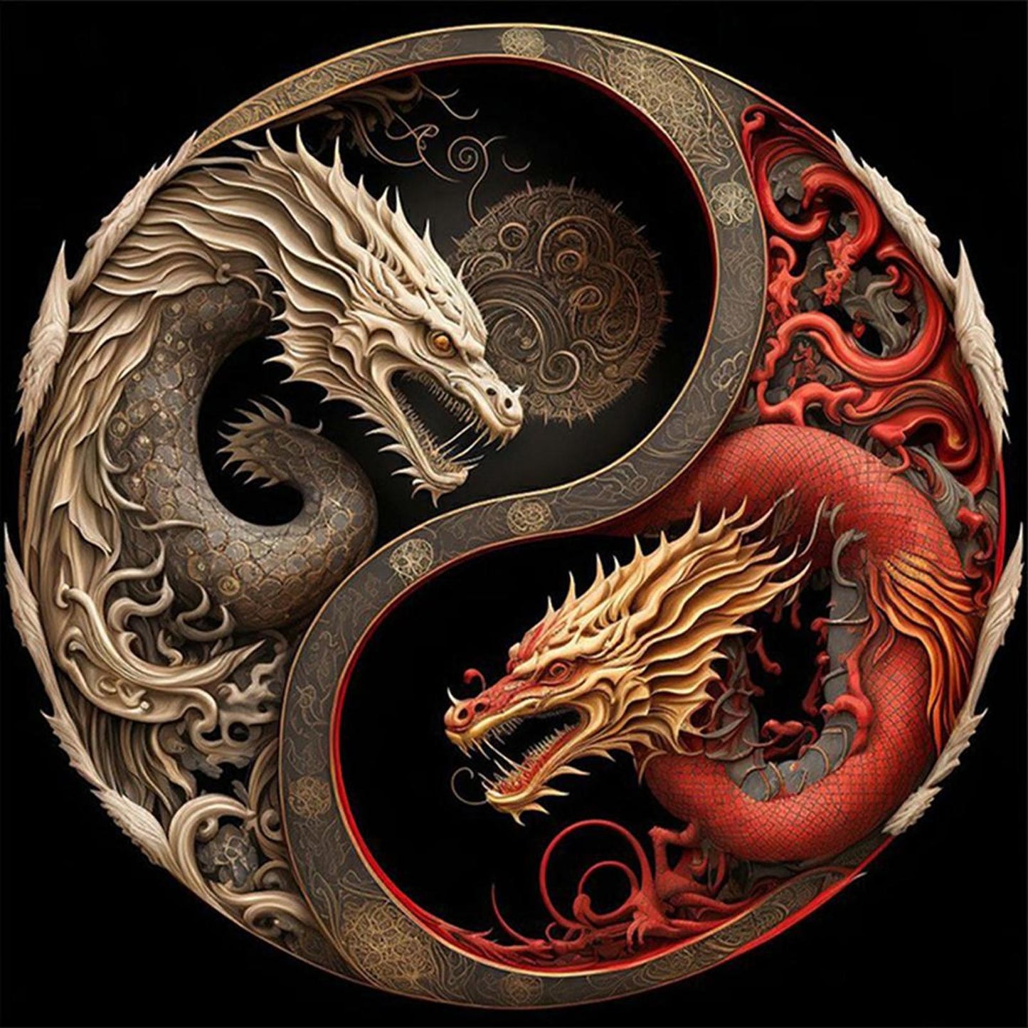 Tai Chi Diagram - Dragon - Full 11CT Stamped Cross Stitch 40x40CM - Huacan