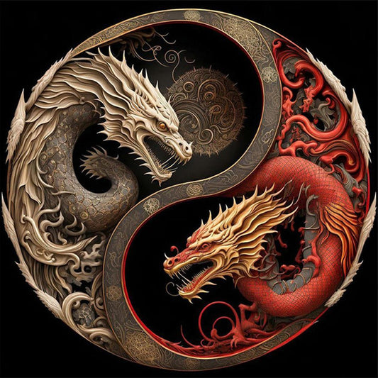 Tai Chi Diagram - Dragon - Full 11CT Stamped Cross Stitch 40x40CM - Huacan