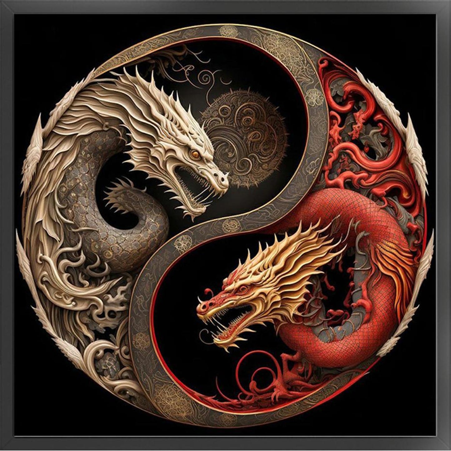 Tai Chi Diagram - Dragon - Full 11CT Stamped Cross Stitch 40x40CM - Huacan