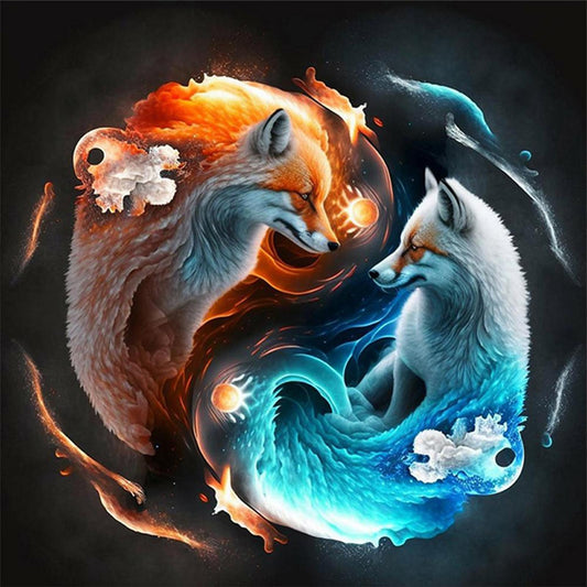Tai Chi Diagram - Fox - Full 11CT Stamped Cross Stitch 40x40CM - Huacan