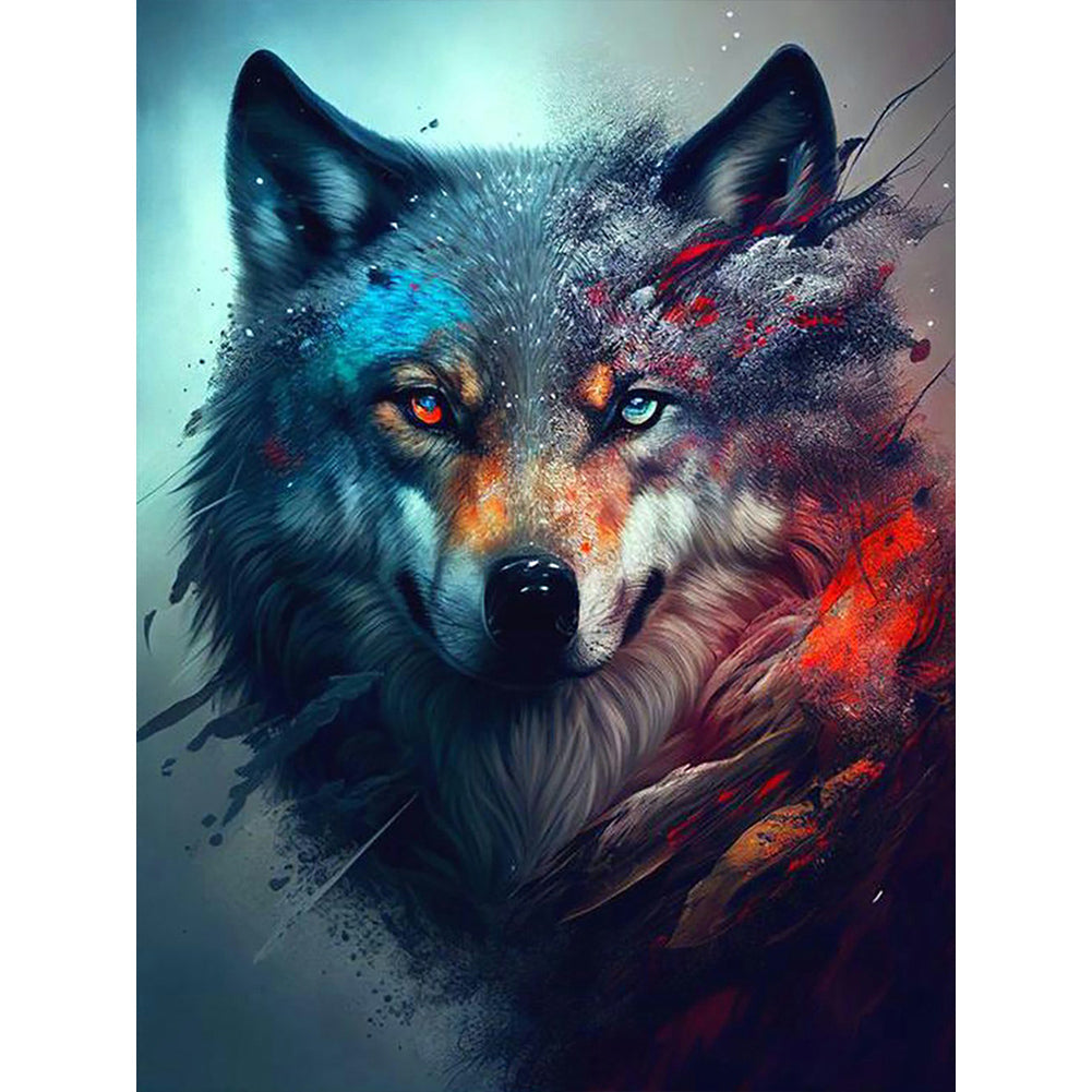 Stone Gray And Wolf 30*40CM(Canvas) Full Round Drill Diamond Painting