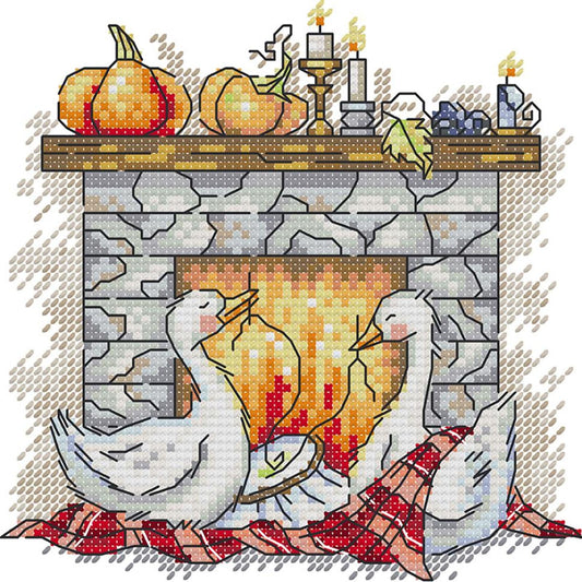 Time For Embroidery - Partial 14CT Stamped Cross Stitch 18x17CM - Joy Sunday Backstitch