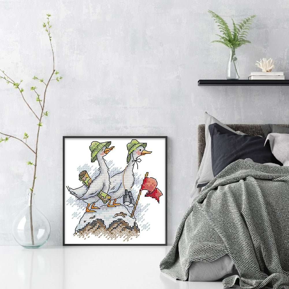 Reaching The Summit - Partial 14CT Stamped Cross Stitch 15x16CM - Joy Sunday Backstitch