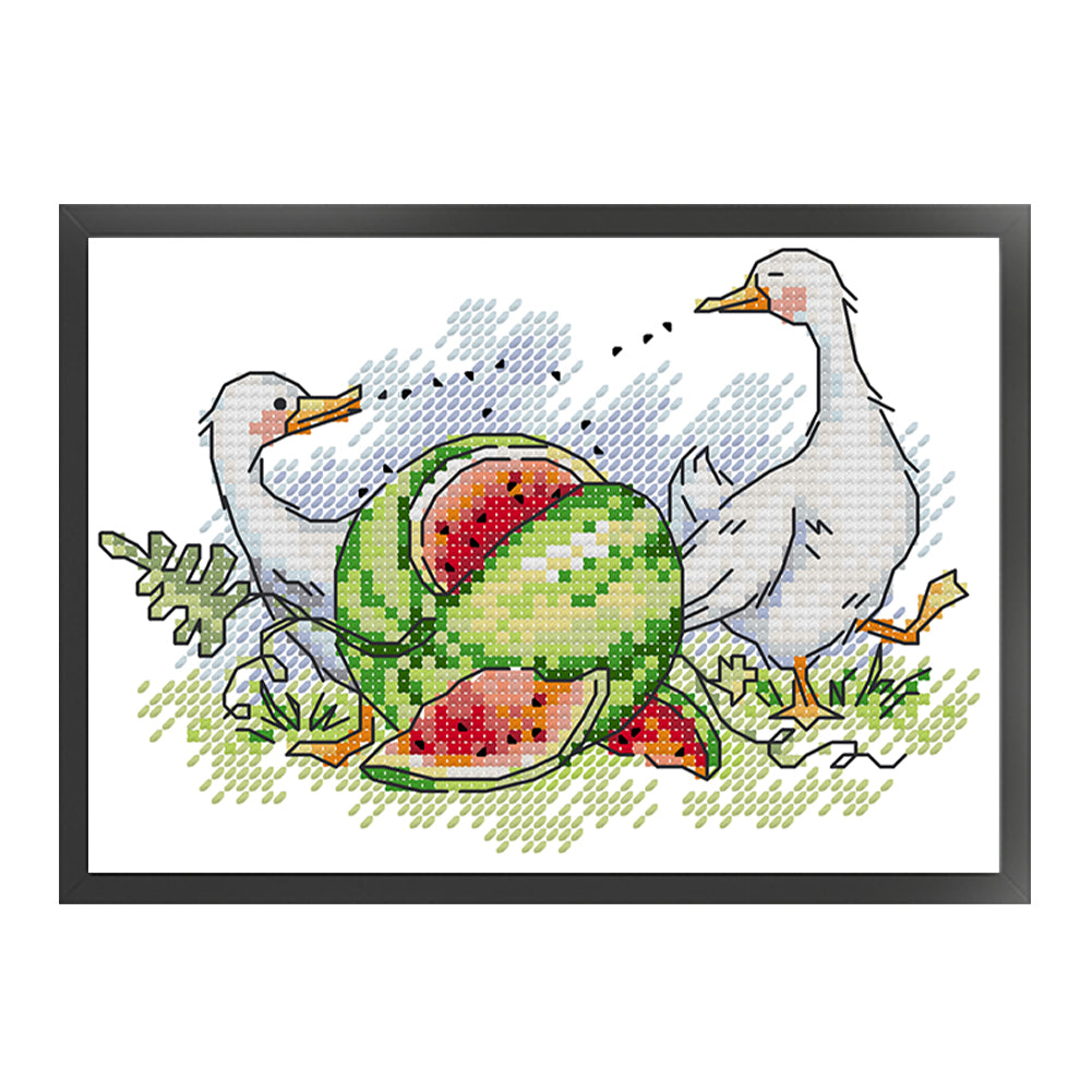 Watermelon - Partial 14CT Stamped Cross Stitch 18x14CM - Joy Sunday Backstitch