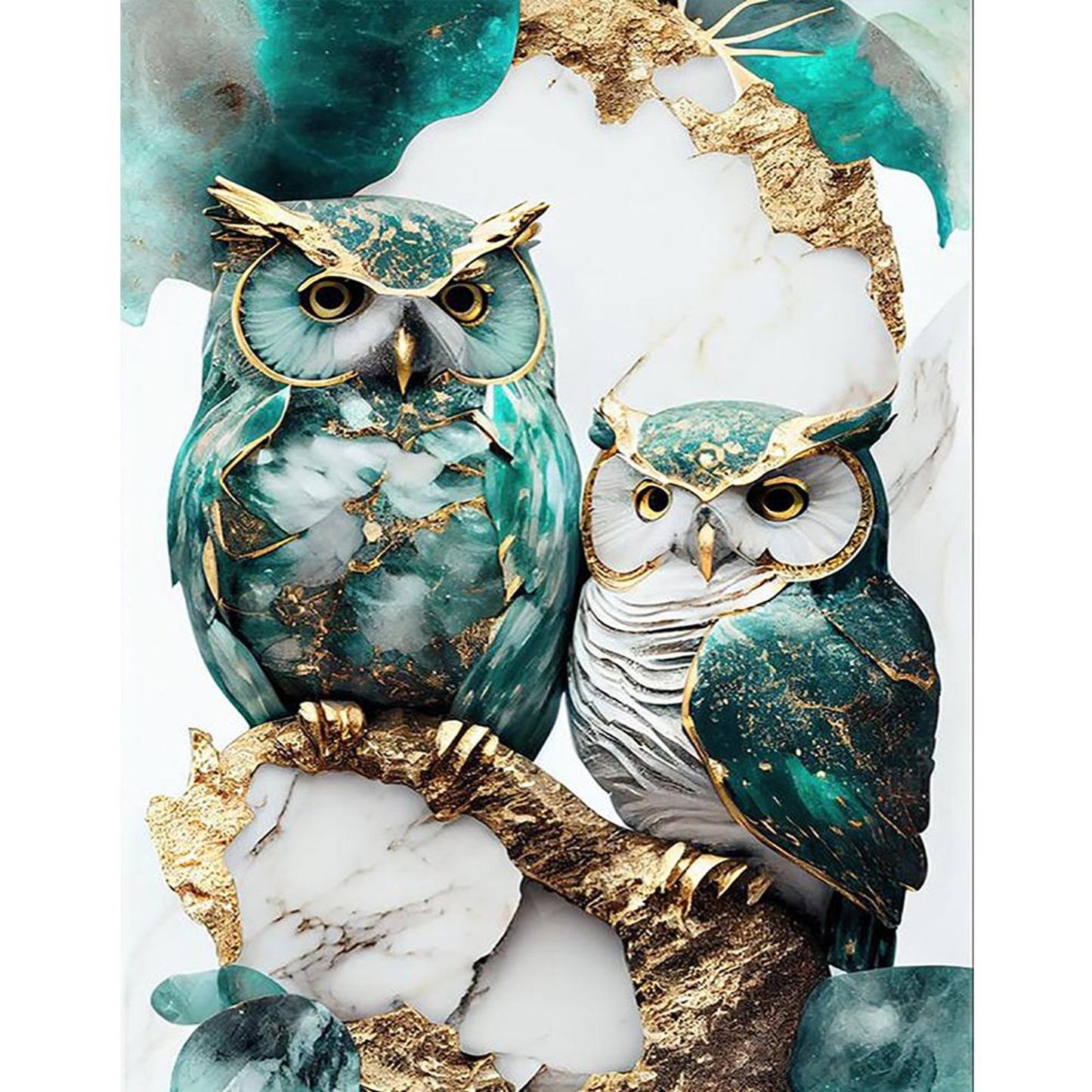 Marble Pattern Owl - Full 11CT Stamped Cross Stitch 40x50CM - Jinlei