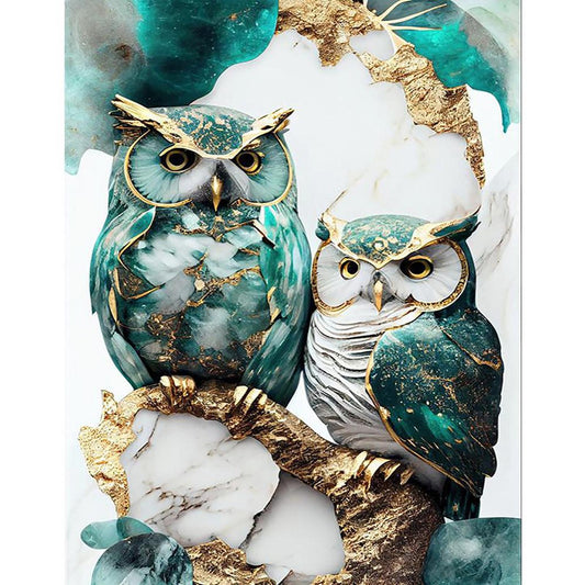 Marble Pattern Owl - Full 11CT Stamped Cross Stitch 40x50CM - Jinlei