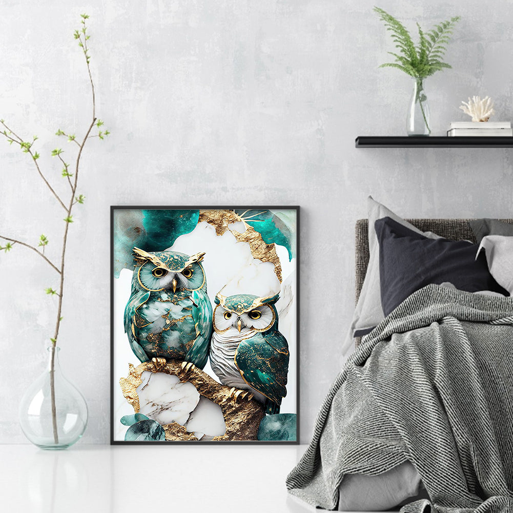Marble Pattern Owl - Full 11CT Stamped Cross Stitch 40x50CM - Jinlei