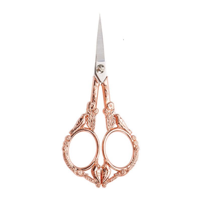Retro Cross Stitch Scissors Stainless Steel Tailor Sewing Scissors (Rose Gold)
