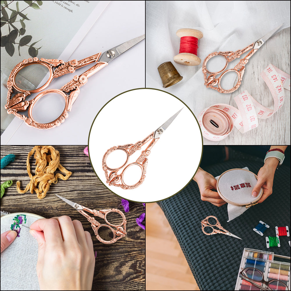 Retro Cross Stitch Scissors Stainless Steel Tailor Sewing Scissors (Rose Gold)