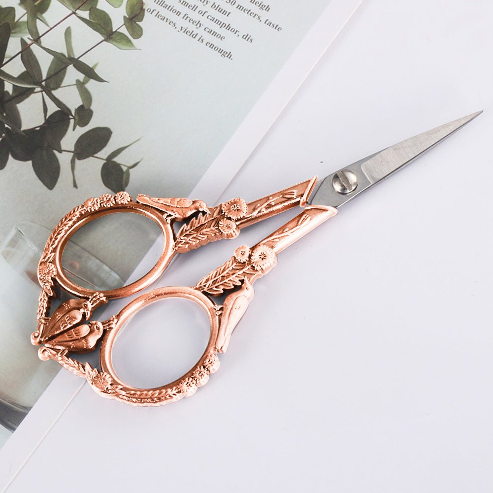 Retro Cross Stitch Scissors Stainless Steel Tailor Sewing Scissors (Rose Gold)