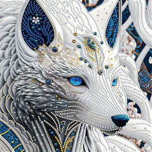 White Wolf Profile 30*30CM(Canvas) Partial Special Shaped Drill Diamond Painting