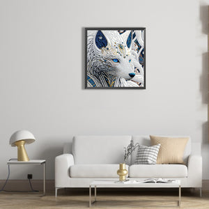 White Wolf Profile 30*30CM(Canvas) Partial Special Shaped Drill Diamond Painting
