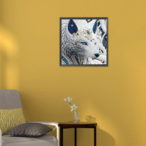 White Wolf Profile 30*30CM(Canvas) Partial Special Shaped Drill Diamond Painting
