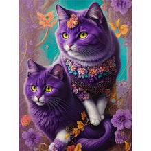 Load image into Gallery viewer, Purple Cat 30*40CM(Canvas) Full Round Drill Diamond Painting
