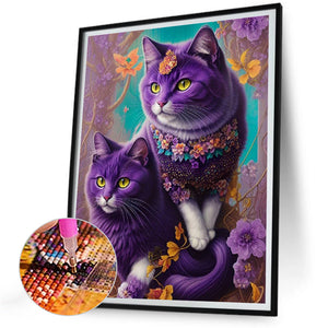 Purple Cat 30*40CM(Canvas) Full Round Drill Diamond Painting