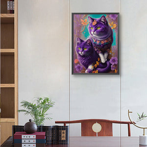 Purple Cat 30*40CM(Canvas) Full Round Drill Diamond Painting