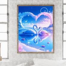 Load image into Gallery viewer, White Swan With Heart 30*40CM(Canvas) Full Round Drill Diamond Painting
