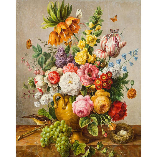 Peony Vase - Full 11CT Stamped Cross Stitch 40x50CM - Huacan