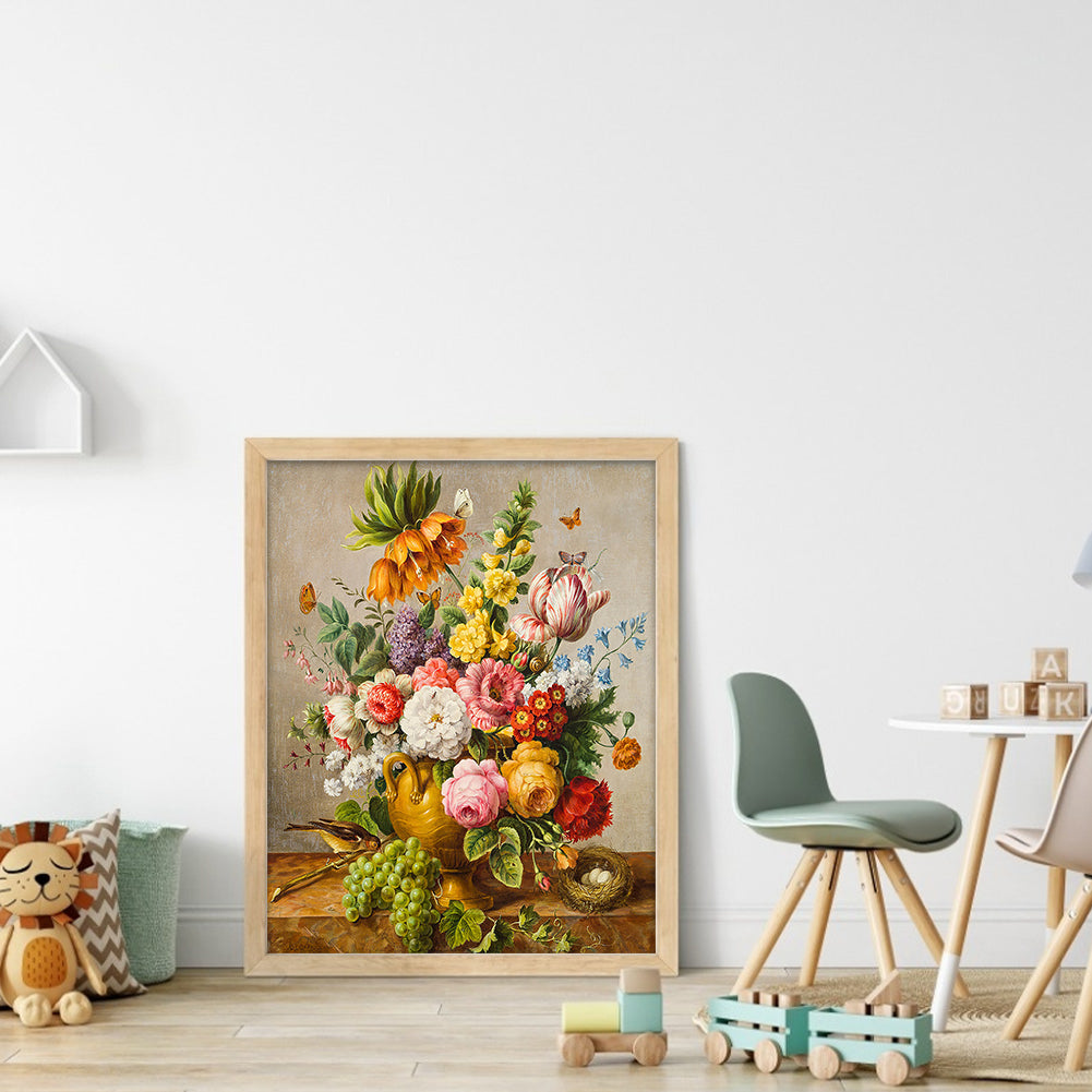 Peony Vase - Full 11CT Stamped Cross Stitch 40x50CM - Huacan