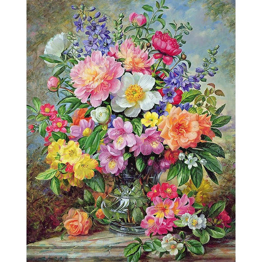 Peony Vase - Full 11CT Stamped Cross Stitch 45x55CM - Huacan