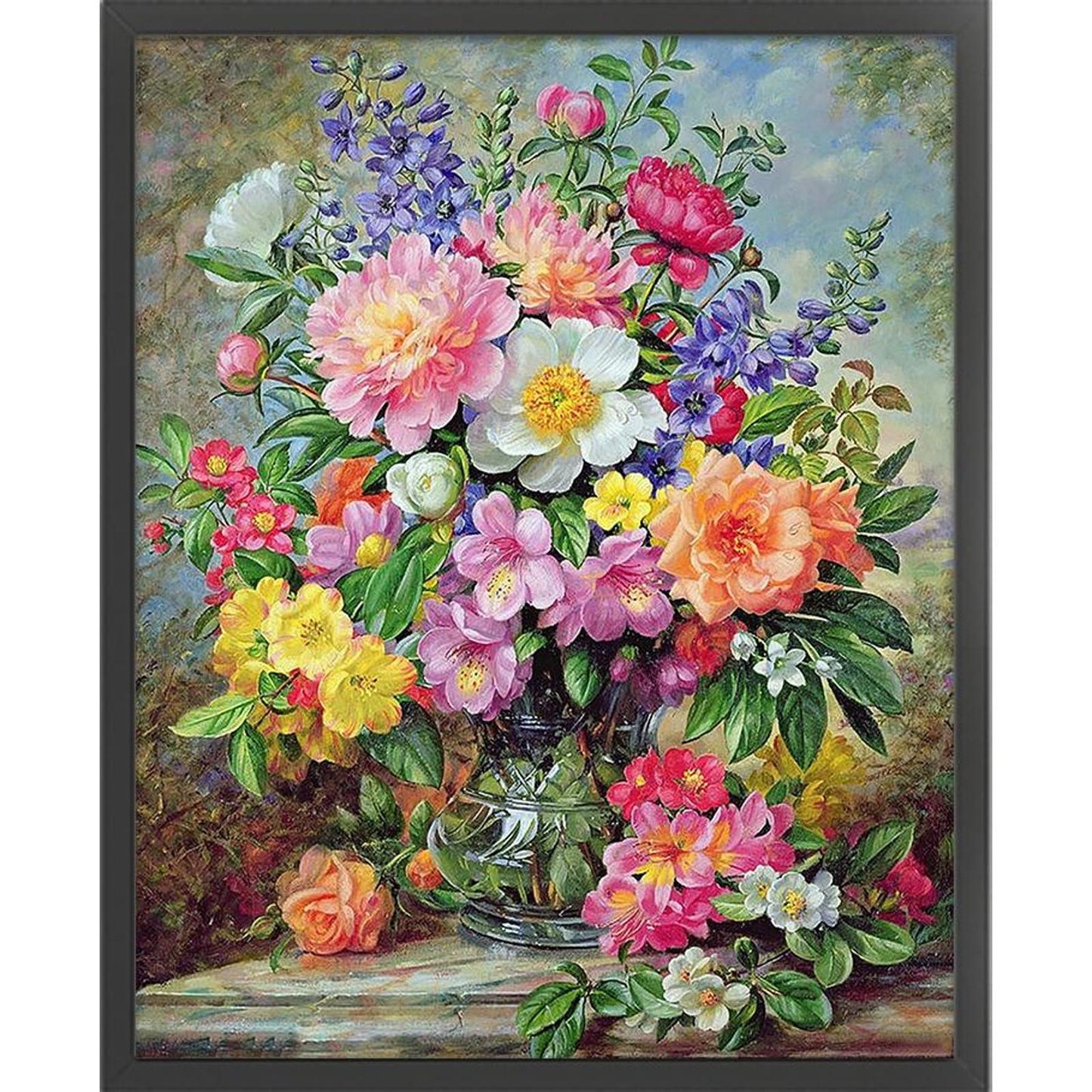 Peony Vase - Full 11CT Stamped Cross Stitch 45x55CM - Huacan