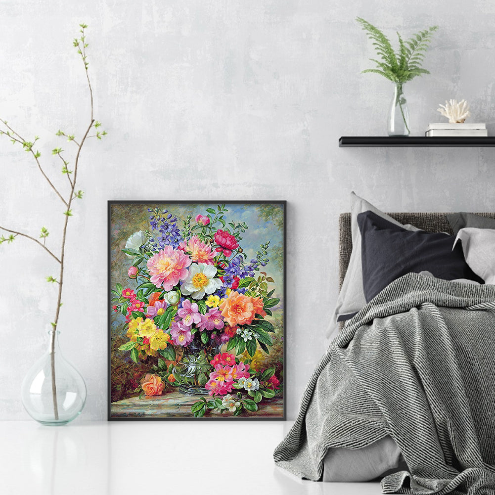 Peony Vase - Full 11CT Stamped Cross Stitch 45x55CM - Huacan
