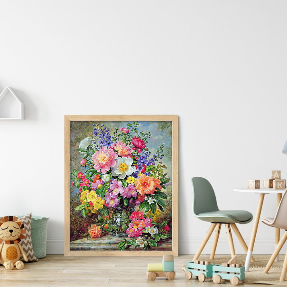 Peony Vase - Full 11CT Stamped Cross Stitch 45x55CM - Huacan