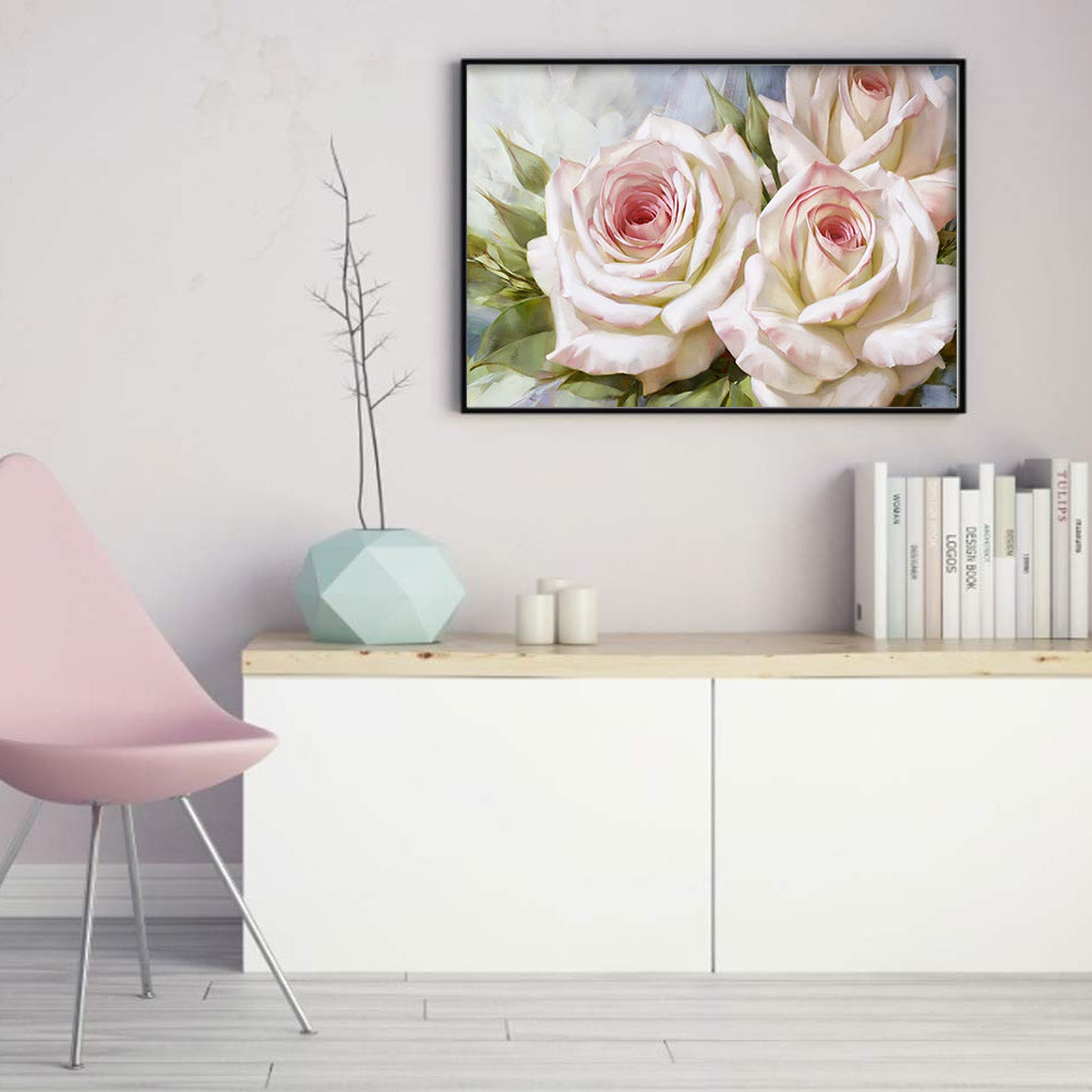 White Rose - Full 11CT Stamped Cross Stitch 45x30CM - Huacan