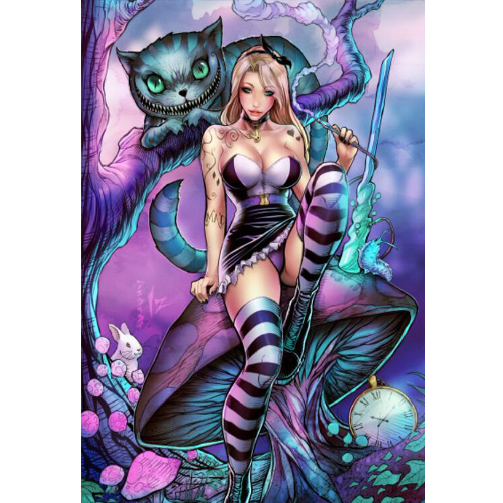 Yishu - Sexy Alice - 50*70CM 11CT 3 Stamped Cross Stitch