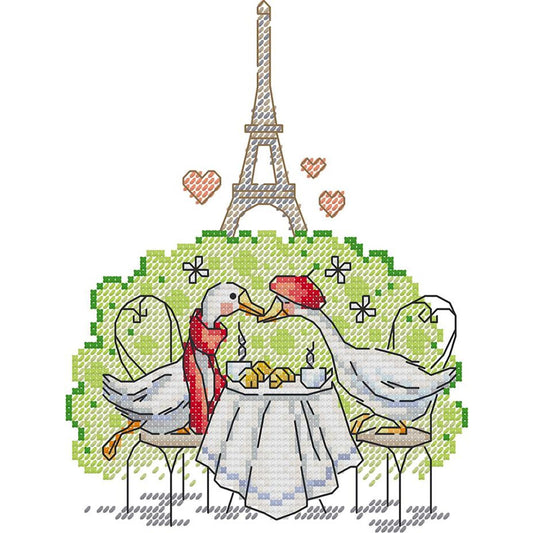 Paris - Partial 14CT Stamped Cross Stitch 17x21CM - Joy Sunday Backstitch
