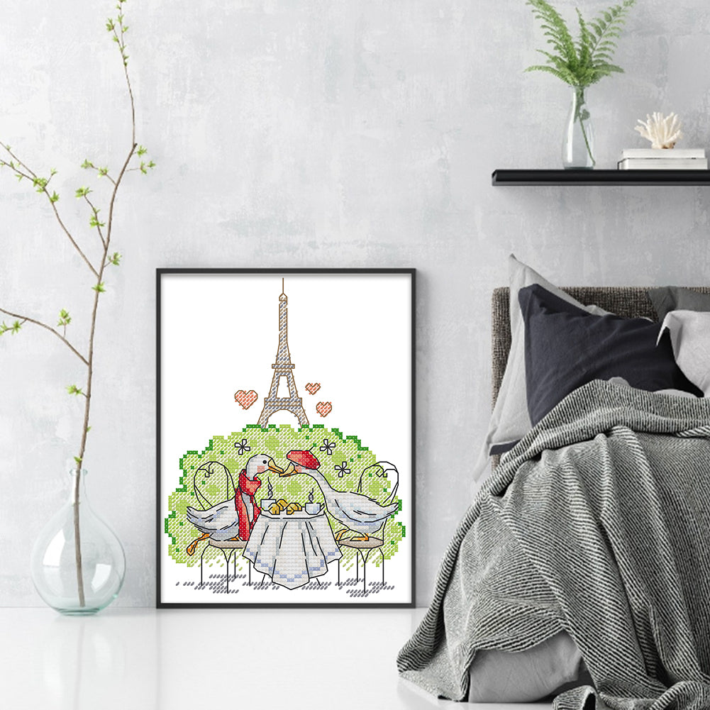 Paris - Partial 14CT Stamped Cross Stitch 17x21CM - Joy Sunday Backstitch