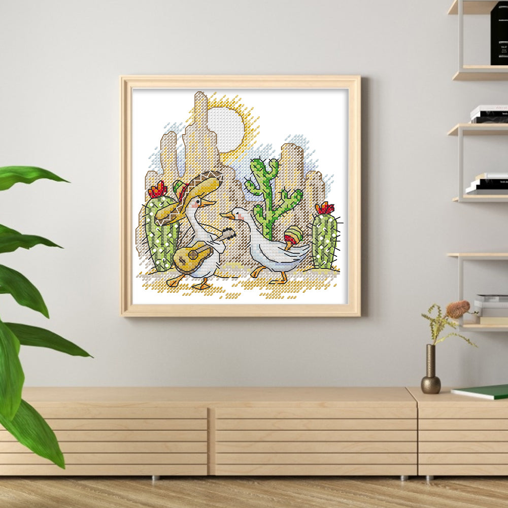 Rhythm Of Mexico - Partial 14CT Stamped Cross Stitch 17x17CM - Joy Sunday Backstitch