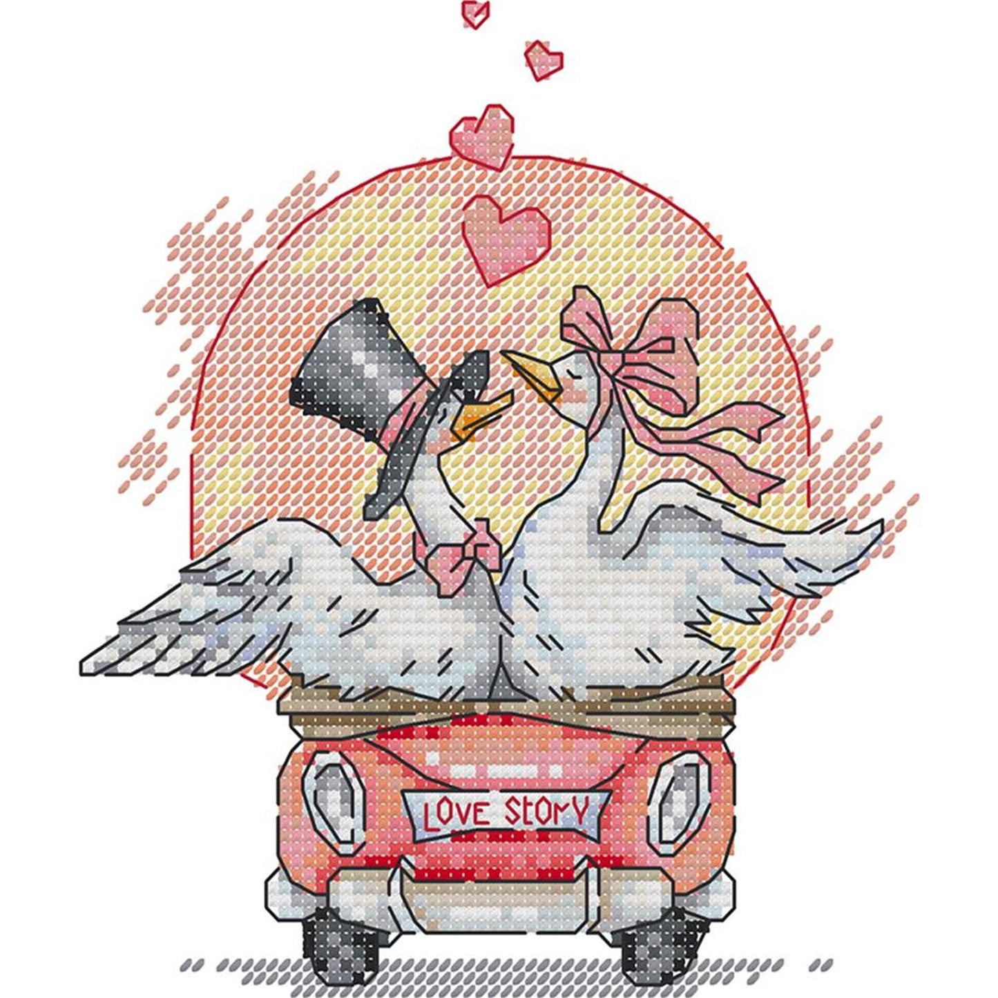 Walk With Love - Partial 14CT Stamped Cross Stitch 17x19CM - Joy Sunday Backstitch