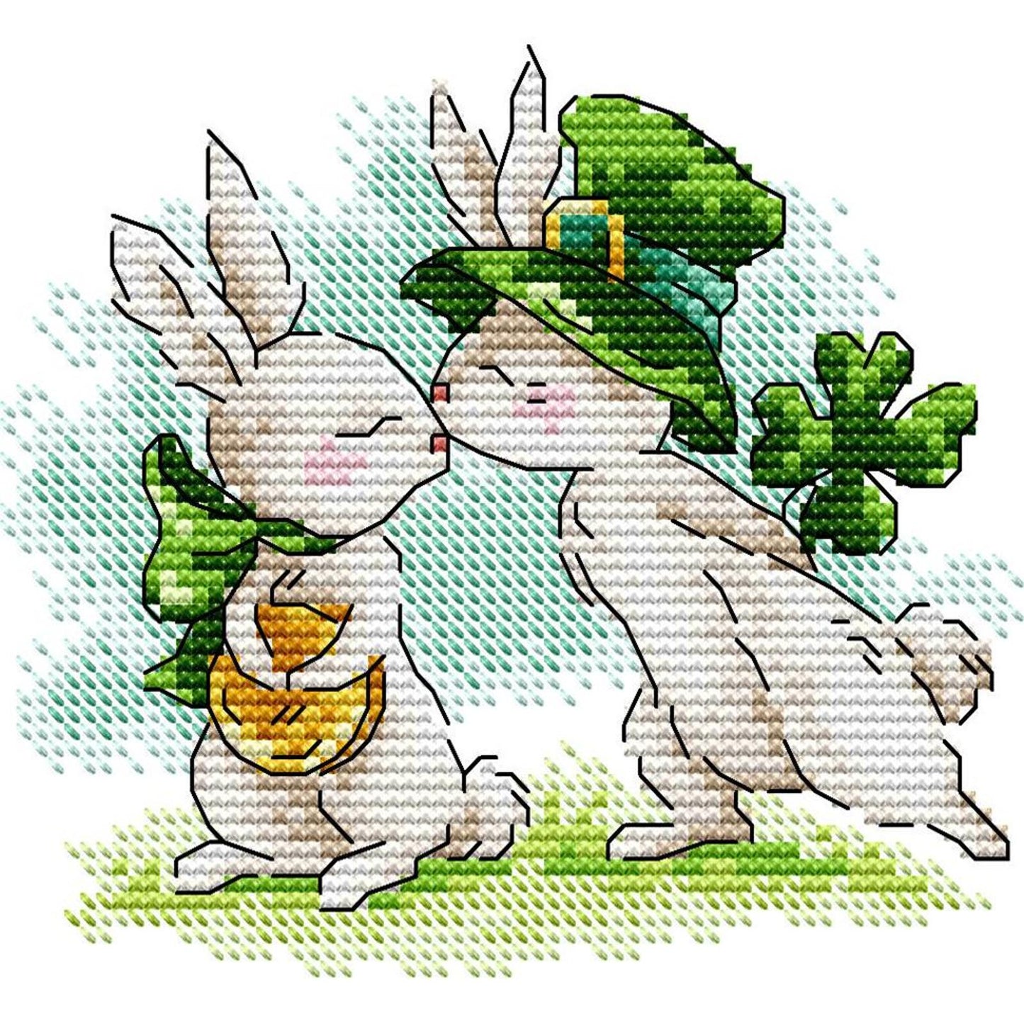 Rabbit'S Luck - Partial 14CT Stamped Cross Stitch 17x15CM - Joy Sunday Backstitch