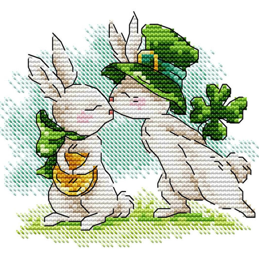Rabbit'S Luck - Partial 14CT Stamped Cross Stitch 17x15CM - Joy Sunday Backstitch