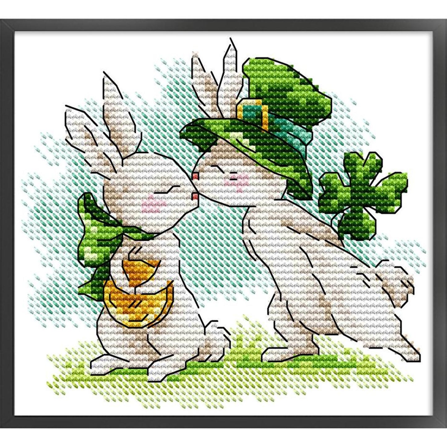Rabbit'S Luck - Partial 14CT Stamped Cross Stitch 17x15CM - Joy Sunday Backstitch