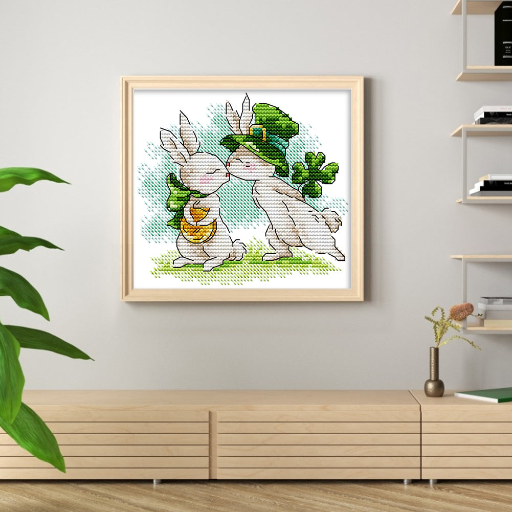Rabbit'S Luck - Partial 14CT Stamped Cross Stitch 17x15CM - Joy Sunday Backstitch