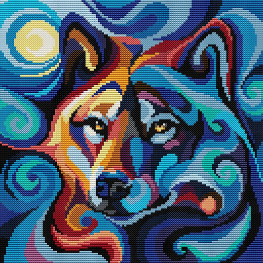 Bear Outing Under Moonlight - Full 14CT Stamped Cross Stitch 31x31CM - Joy Sunday
