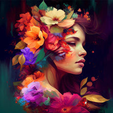 Load image into Gallery viewer, Yishu - Girl With Flowers - 50*50CM 11CT 3 Stamped Cross Stitch
