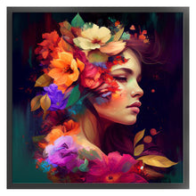 Load image into Gallery viewer, Yishu - Girl With Flowers - 50*50CM 11CT 3 Stamped Cross Stitch
