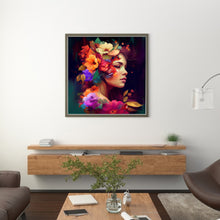 Load image into Gallery viewer, Yishu - Girl With Flowers - 50*50CM 11CT 3 Stamped Cross Stitch
