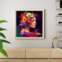 Load image into Gallery viewer, Yishu - Girl With Flowers - 50*50CM 11CT 3 Stamped Cross Stitch
