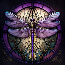 Load image into Gallery viewer, Dragonfly Round Glass Painting 35*35CM(Canvas) Full Round Drill Diamond Painting
