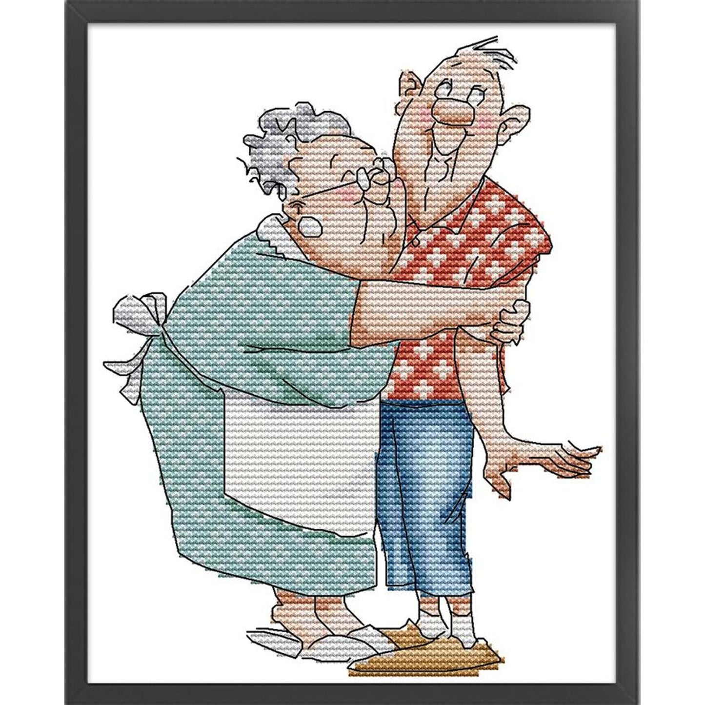 Elderly Couple - Partial 14CT Stamped Cross Stitch 19x25CM - Joy Sunday Backstitch