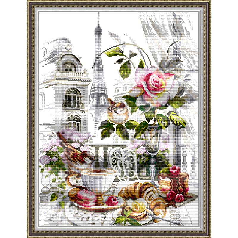 French Breakfast - Partial 14CT Stamped Cross Stitch 37x48CM - Joy Sunday Backstitch