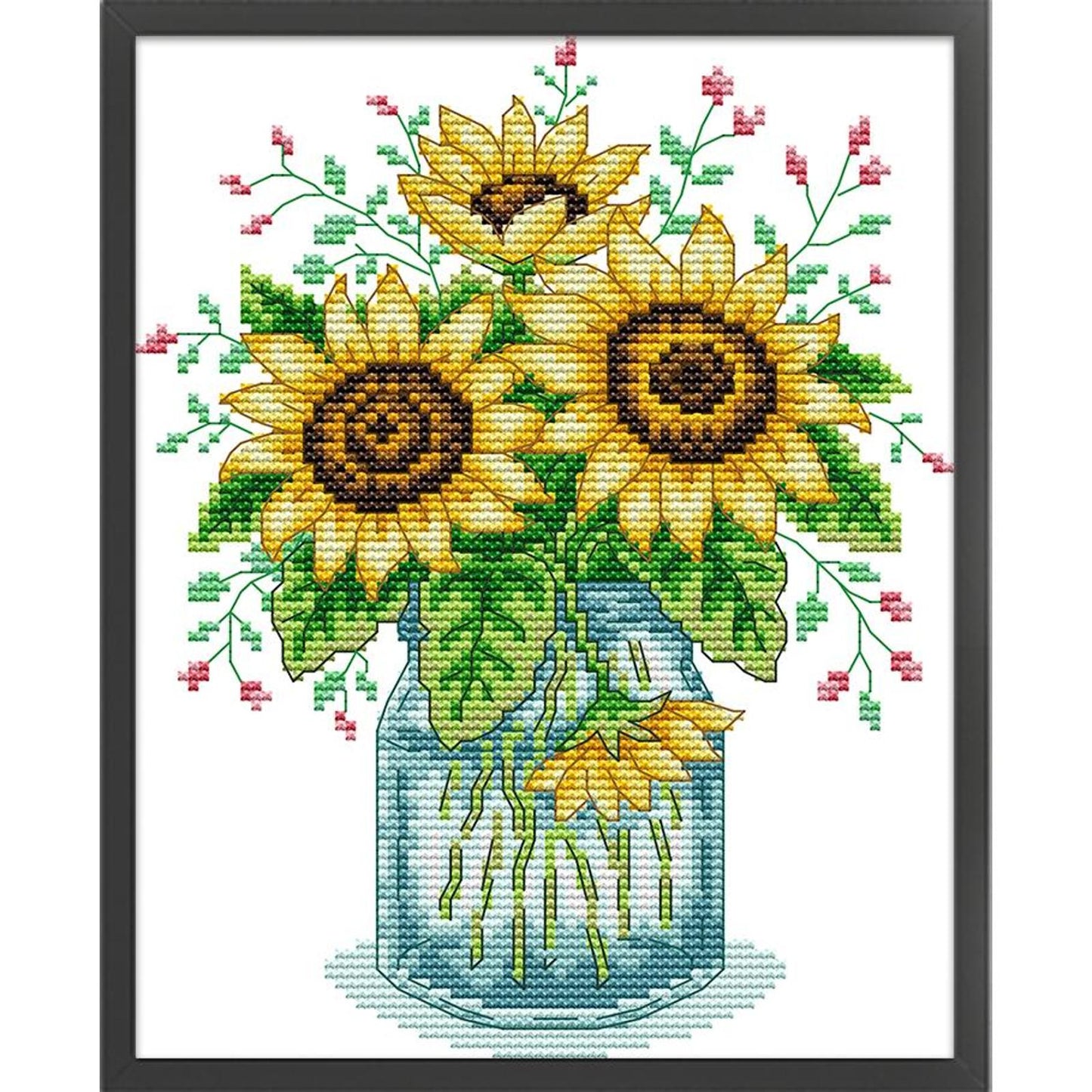 Vase With Sunflowers - Partial 14CT Stamped Cross Stitch 19x26CM - Joy Sunday Backstitch
