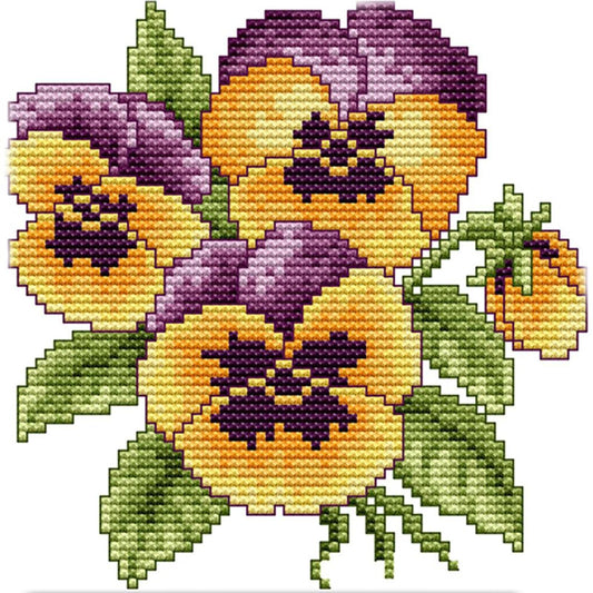 Flower Of Happiness - Partial 14CT Stamped Cross Stitch 17x17CM - Joy Sunday Backstitch